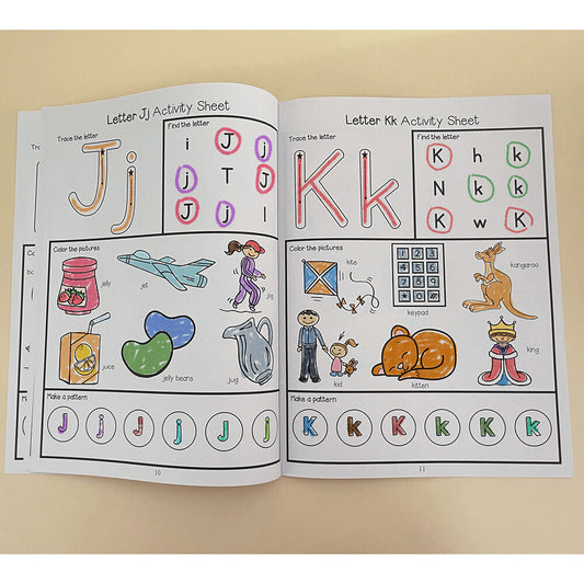 English letter exercise book.Number coloring.Color the letters.English word learning.Early education workbook for letter recognition.