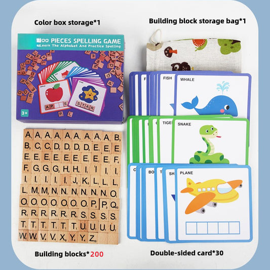 200 wooden letters.Letter spelling word game.Early childhood English.Matching cognitive educational toys