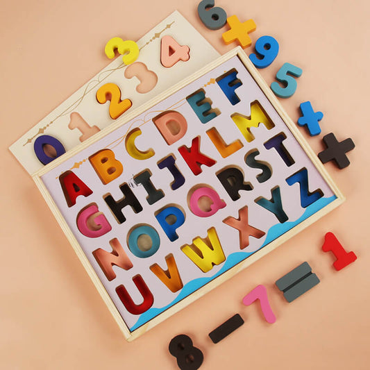 Digital and letter building blocks.Shape recognition matching board.jigsaw puzzle.3-6 year old children's early education toys