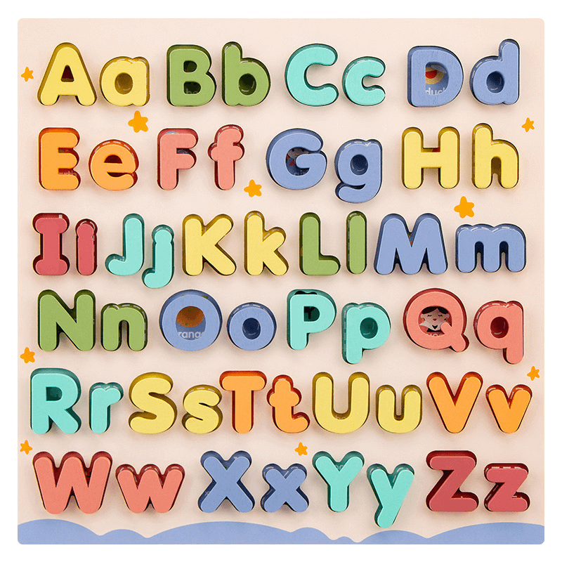 26 English letters.Capital and lowercase English letter jigsaw puzzle.Early education puzzle for intellectual development and cognitive learning.