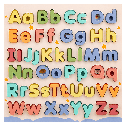 26 English letters.Capital and lowercase English letter jigsaw puzzle.Early education puzzle for intellectual development and cognitive learning.