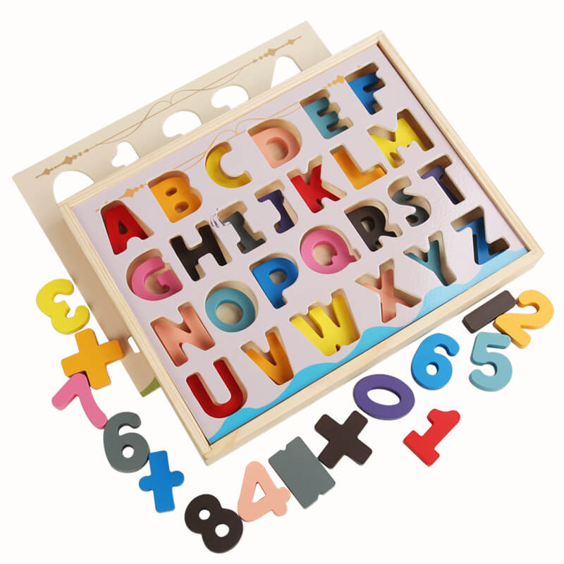 Digital and letter building blocks.Shape recognition matching board.jigsaw puzzle.3-6 year old children's early education toys